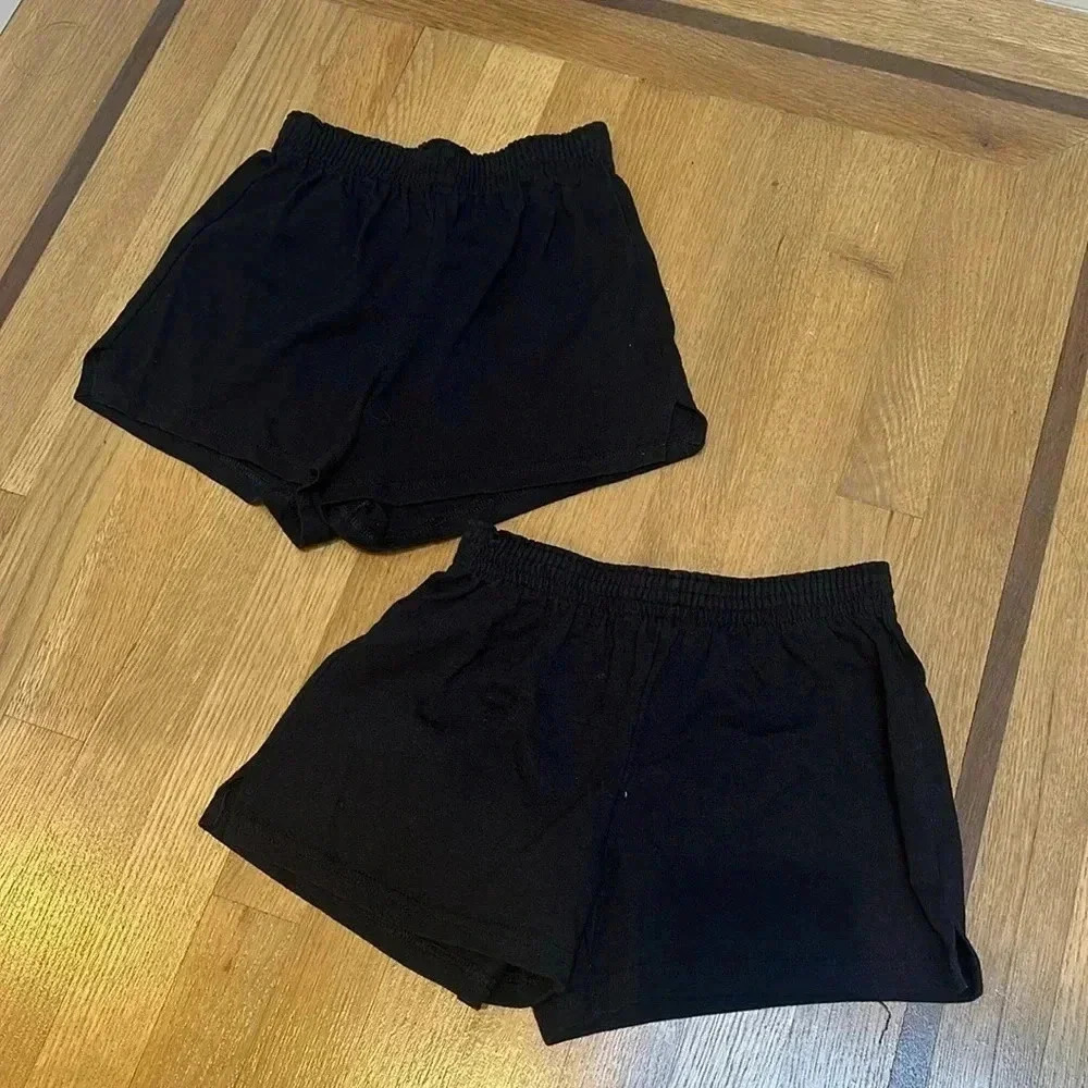 Kids black cotton shorts set of 2